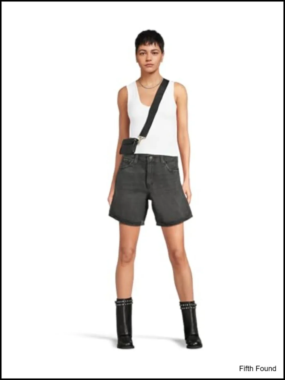 High Rise Baggy Denim Shorts Above Knee Length
